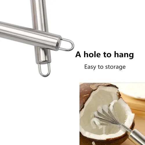 Miniatura 8 de Rallador raspador de carne de coco de acero inoxidable, multiuso para escamas de piel de pescado, removedor de pelador para cocina (paquete de 2)