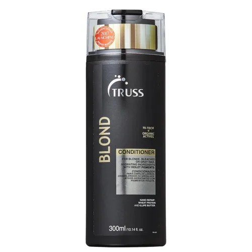 TRUSS Acondicionador rubio – Acondicionador morado violeta para cabello rubio, decolorado y gris, protección del color, hidratación, restaura la