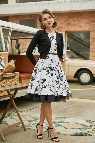 Miniatura 6 de GRACE KARIN - Vestido vintage sin mangas con escote barco y cinturón, para tardes de té