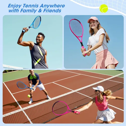 Miniatura 8 de AboveGenius Juego de raquetas de tenis de 27 pulgadas, paquete de 2 raquetas de tenis para adultos para principiantes e intermedios, cabeza de gran