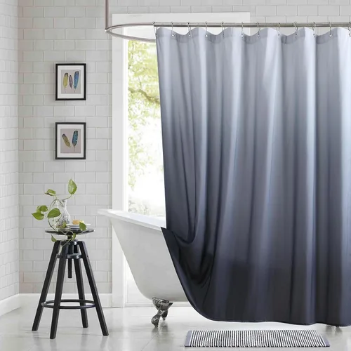 Cortina de ducha gris, cortinas de ducha de tela de microfibra gris degradado para baño, cortinas de baño modernas impermeables, 72 pulgadas de