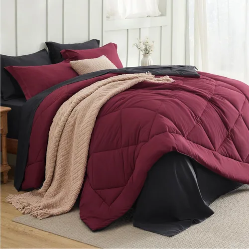 Miniatura 23 de Bedsure Juego de edredón tamaño King – Ropa de cama reversible de 7 piezas verde bosque, juego de cama tamaño King para todas las estaciones, cama