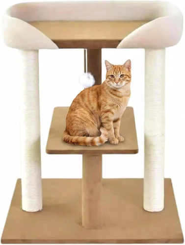 Miniatura 3 de SHENGOCASE Moderna torre de madera para gatos con plataforma extragrande, sofá cama para Maine Coon, diseño de vista de ventana para varios gatos