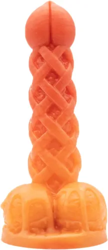 Peach Pie A La Mode - Consolador con ventosa, rosa coral/naranja tigre, hecho a mano en los Estados Unidos (estándar)
