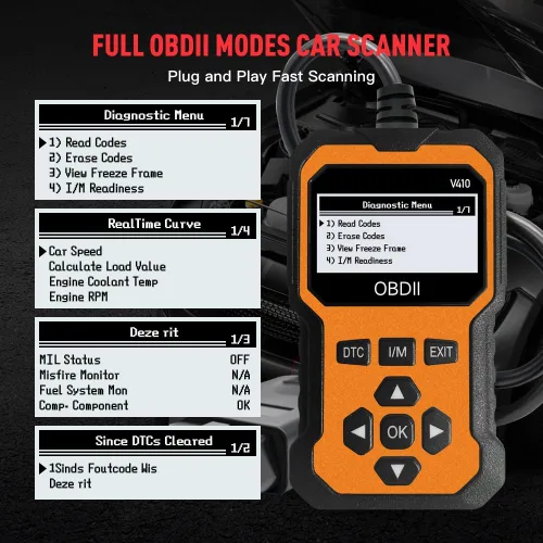 Miniatura 7 de Escáner OBD2 profesional V410 y herramienta de diagnóstico de coche - Lector de código automático para todos los vehículos, lector de códigos