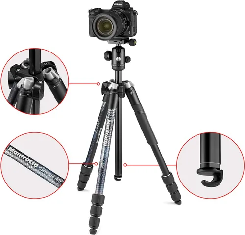 Miniatura 2 de Manfrotto Element MII MKELMII4BK-BH - Trípode de aluminio para cámara de viaje con adaptador de trípode de conexión rápida 323 RC2