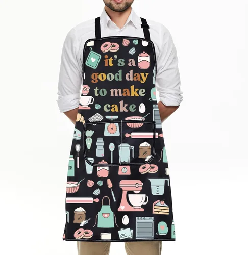 Miniatura 7 de FUSTMW Delantal para hacer pasteles para panadero, cocina, con bolsillo, regalos para fabricantes de postres, delantal de chef de pastelería