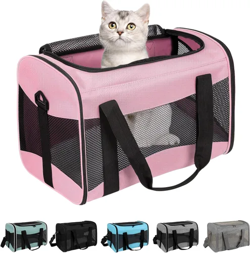 Miniatura 11 de Estuche de transporte para gatos, aprobado por aerolíneas, portátil y transpirable, transportador de viaje para mascotas, almohadilla de forro polar
