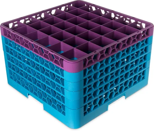 Miniatura 65 de Carlisle FoodService Products RG9-214 OptiClean Estante de vidrio con 9 compartimentos con 2 extensores, 7.12 pulgadas, polipropileno, azul