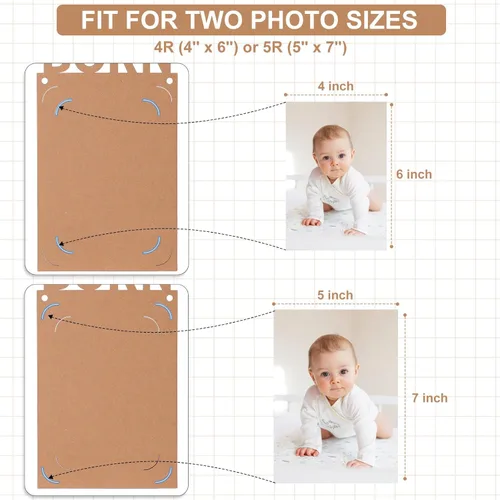 Miniatura 2 de Crosize Cartel de fotos de primer cumpleaños de 4'' x 6'' o 5'' x 7'' desde recién nacido hasta 12 meses, guirnalda de hitos mensuales para niño