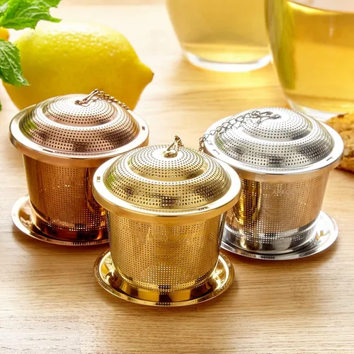 Miniatura 6 de Oro rosa - Infusor de té + cuchara de té mediana