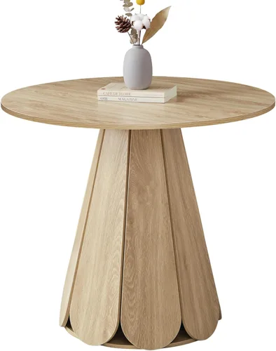 Miniatura 13 de Mesa de comedor redonda de 47 pulgadas, mesa de comedor acanalada de granja, mesa de comedor redonda pequeña de madera moderna para cocina, sala