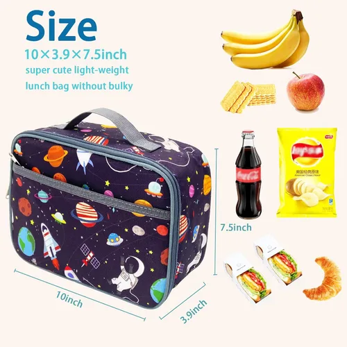 Miniatura 3 de Kulle - Lonchera de astronauta para niños, bolsa de almuerzo con tema espacial aislada, lonchera térmica reutilizable para niños, para la escuela