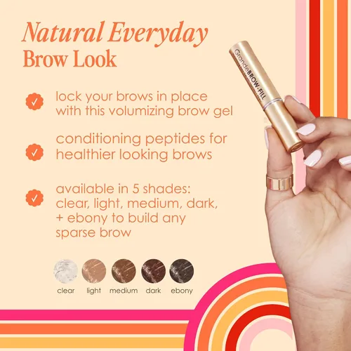 Miniatura 4 de Grande Cosmetics GrandeBROW-FILL Gel voluminizador para cejas, rímel tintado o transparente, sujeción flexible suave, resistente al agua 5. Ébano