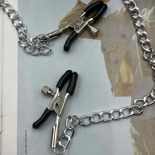 Miniatura 3 de Abrazaderas de cadena corporal con gargantilla ajustable de piel sintética, collar de acero inoxidable, abrazadera sin perforación, clips