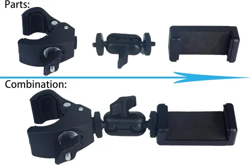 Miniatura 4 de Phone Holder with Clamp for Golf Cart Universal Phone Mount Holder for Bicycle, Wheelchair, Stroller Mic Stand Phone Holder