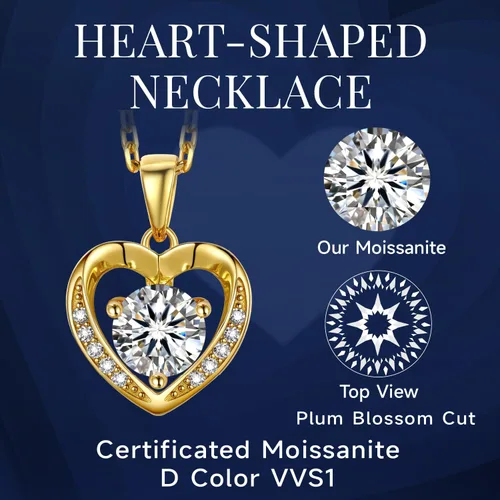 Miniatura 71 de MomentWish Collar de corazón para mujer, moissanita, diamante de imitación, plata de ley 925