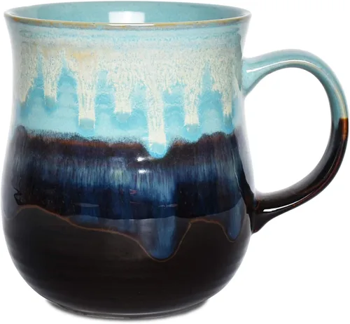 Miniatura 10 de Bosmarlin Taza de café grande de cerámica, taza de té grande para oficina y hogar, 21 onzas, apta para lavavajillas y microondas, 1 unidad Gris