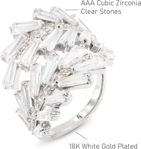 Miniatura 4 de Lavencious Anillo de moda de cóctel de arte ajustable de 6 a 8.5 joyas de circonita cúbica, Cristal, Zirconia cúbica