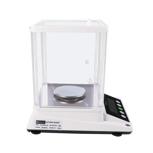Miniatura 5 de Balanza analítica de laboratorio U.S. Solid de 3.88 oz x 0.001 mg con pantallas LCD frontales y traseras duales, RS232, conteo de piezas, escudo