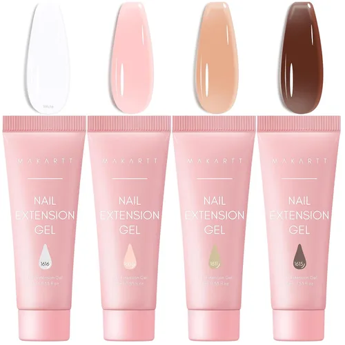 Makartt Juego de poligeles de uñas – 4 colores de otoño, fuerte constructor para extensión de superposición, fortalecedor 3D, multifuncional, de