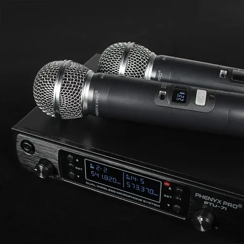 Miniatura 8 de Phenyx Pro Sistema de micrófono inalámbrico, micrófonos inalámbricos duales, con 2 dispositivos de mano, escaneo automático, frecuencias UHF de 2 x