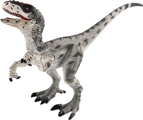 Figura de velociraptor de juguete de dinosaurio con mandíbula y manos móviles, figura de acción de Raptor con detalle de regalo y colección Dinos
