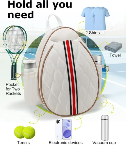 Miniatura 2 de Bolsas de tenis con capacidad para 2 raquetas para mujeres y hombres, mochila de tenis cruzada y bolsa de hombro para raqueta, bolsillo aislado