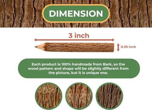 Miniatura 4 de BSIRI Paquete de 12 lápices de madera negra de 3 pulgadas con diseño de corteza de árbol en lápices de ramitas rústicas de madera, regalos únicos