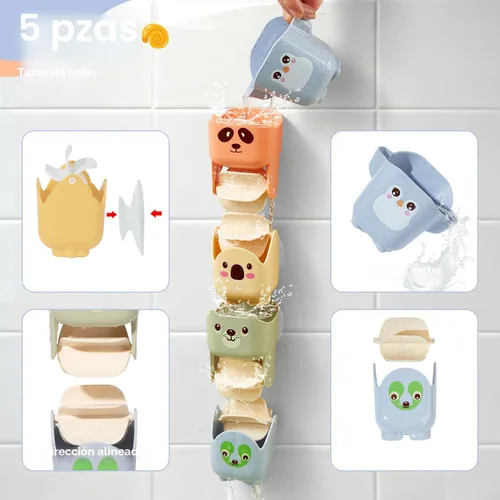 Miniatura 3 de Juguetes de baño para bebés de 1 a 3 años, paquete de 14 juguetes de baño para niños de 2 a 4 años, juguetes de agua con botes flotantes y tazas