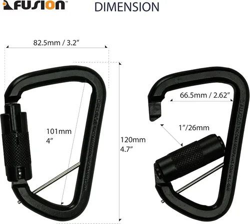 Miniatura 2 de Fusion Climb Mosquetón de acero modificado en forma de D de alta resistencia de la cerradura auto del acero de Tacoma, clip de acero