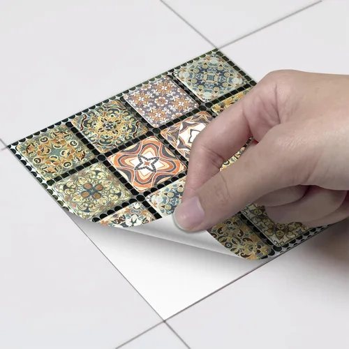 Miniatura 6 de Alwayspon 25 unidades de transferencias de azulejos de mosaico de despegar y pegar para pared para decoración del hogar, 4 x 4 pulgadas, calcomanías