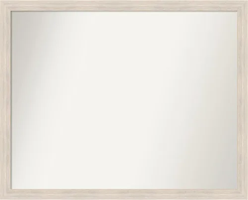 Miniatura 302 de Amanti Art Espejo de baño blanco para sobre el fregadero, 30 x 35 pulgadas, espejo de tocador rectangular estrecho de Eva de oro blanco, marco