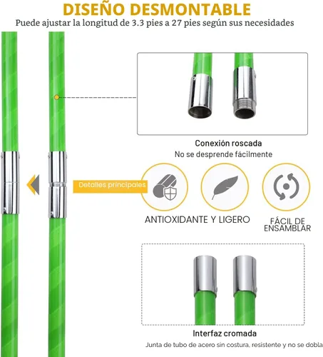 Miniatura 3 de Podadora de poste de árbol de 27 pies, ramas manuales, recortadora, rama de árbol, herramientas de jardín, sierras de poste de mano, altura