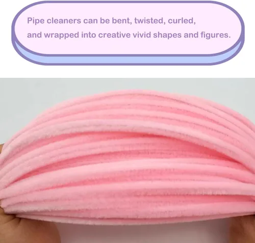 Miniatura 4 de Cldamecy 100 limpiapipas rosa claro con 20 ojos salchuelos, tallos de felpilla para proyectos de manualidades, limpiadores de tuberías