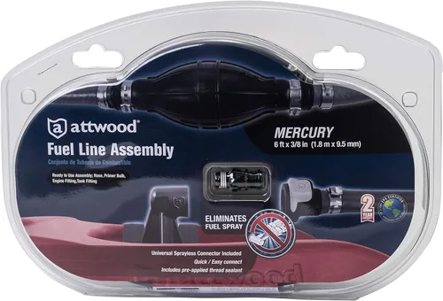 Miniatura 4 de Attwood 93806MUS7 Kit de línea de combustible para barco marino con conector universal de combustible sin aerosol, 6 pies x 3/8 pulgadas - Mercury