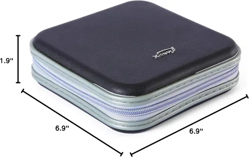 Miniatura 7 de Carpeta de almacenamiento portátil de plástico duro para CD/DVD, capacidad 32, color negro