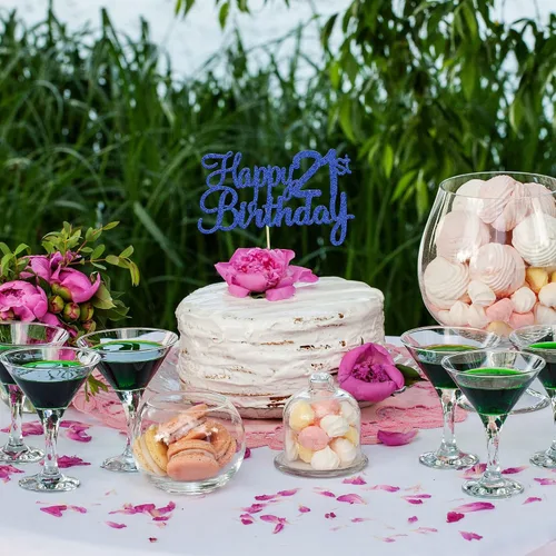 Miniatura 6 de Gyufise 1 decoración para pastel de cumpleaños número 10 con purpurina azul para tarta de 10 años de edad, decoraciones fabulosas para tartas
