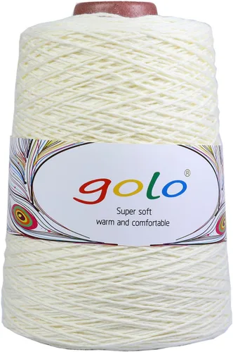 Miniatura 20 de golo Hilo de cono de lana para tejer 8.8oz 400yd 100% hilo de lana para tejer a mano 401-Blanco