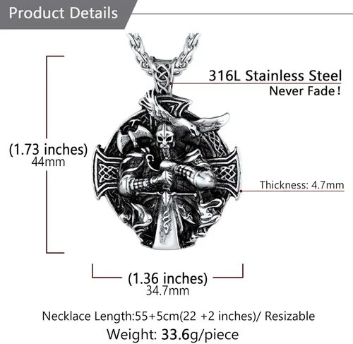 Miniatura 5 de U7 Wiccan Necklace Pagan Pendant Men Women Stainless SteelBlack18K Gold Plated PentagramNorse VikingRaven Occult Necklaces