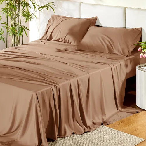 Miniatura 40 de Bedsure Juego de sábanas de tamaño King, sábanas refrescantes King, rayón derivado del bambú, bolsillo profundo de hasta 16 pulgadas, sábanas 03