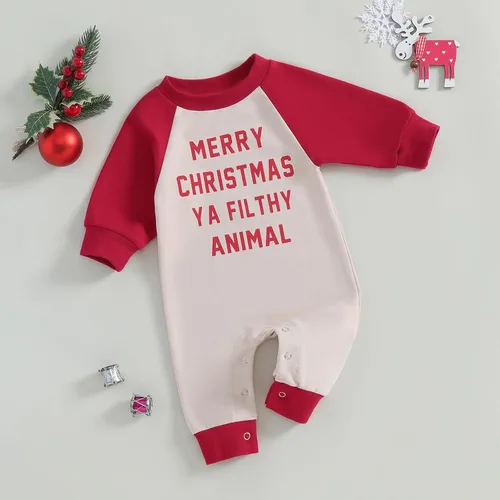 Miniatura 38 de FYBITBO Ropa de bebé niño niña Santa manga larga mono mameluco recién nacido primera Navidad traje de una pieza