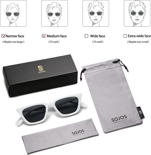 Miniatura 6 de SOJOS Gafas de sol polarizadas cuadradas estrechas estilo ojos de gato para mujeres, retro, modernas, para conducir SJ2169