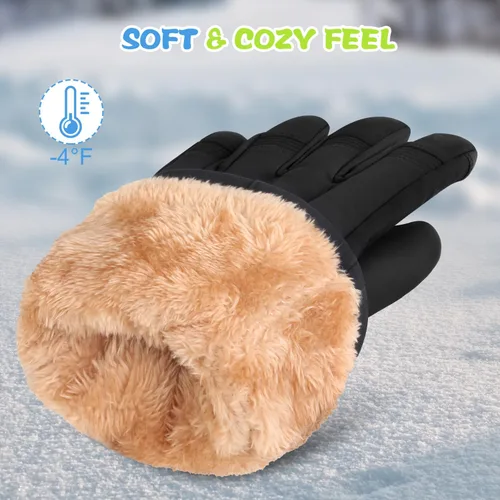 Miniatura 6 de ihuan Guantes de esquí impermeables de invierno para niños, para snowboard, pantalla táctil, guantes de ciclismo para niños y niñas como relleno