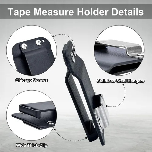 Miniatura 5 de TapeCatcher, Soporte de Cinta Métrica para Cinturón, Clip de Cinturón de Cinta Métrica de Perfil Bajo, Se Adapta a Cinturón de Herramientas de hasta