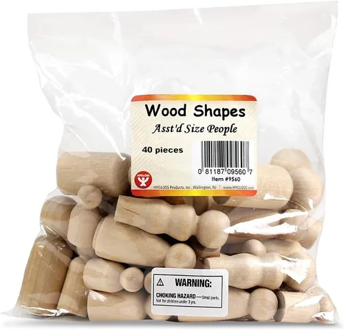 Miniatura 13 de Hygloss Productos Muñecas de madera con clavijas – Artesanía pintable Birchwood Doll People – Familia surtida, 10 piezas (8560)