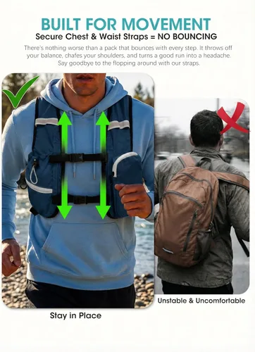 Miniatura 3 de Mochila de senderismo pequeña plegable con 3 bolsillos para correa, mochila ligera 300D a prueba de derrames para hombres y mujeres, mochila de gris