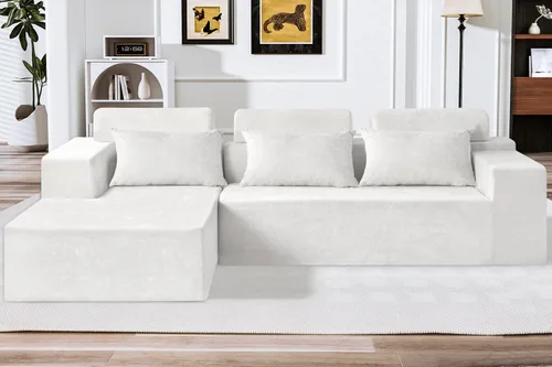 Miniatura 30 de HABUTWAY Sofá modular modular de 101 pulgadas con asiento profundo, moderno sofá convertible en forma de L, sofá tapizado con diván para sala