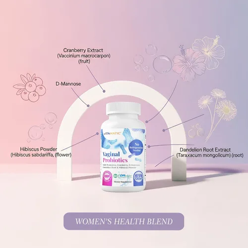 Miniatura 4 de Vitamatic Probióticos vaginales para mujeres – 20 mil millones de UFC, equilibrio de pH y control de olores, 60 cápsulas DR con prebióticos