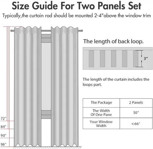 Miniatura 8 de MIULEE Cortinas 100% opacas de 84 pulgadas de largo de lino, cortinas y drapeados, juego de 2 paneles para dormitorio, pestaña trasera, sala